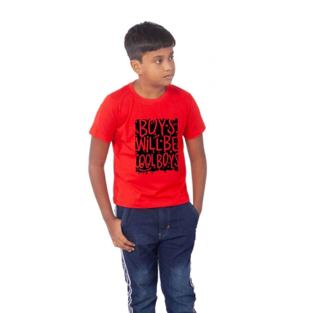 Boys Cotton Will Be Cool Half Sleeve T-Shirt - Red