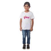 Girls Cotton Princess Half Sleeve T-Shirt - White