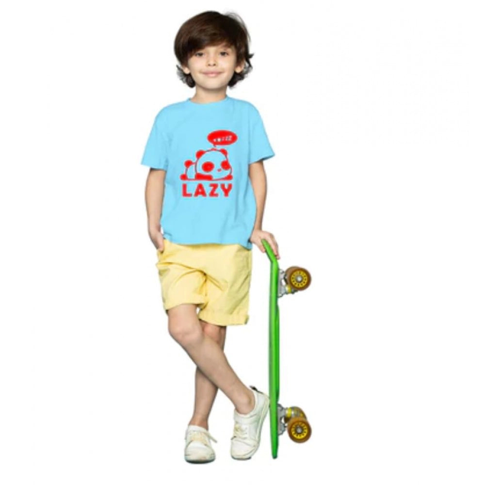 Boys Cotton Lazy Half Sleeve T-Shirt - Sky Blue