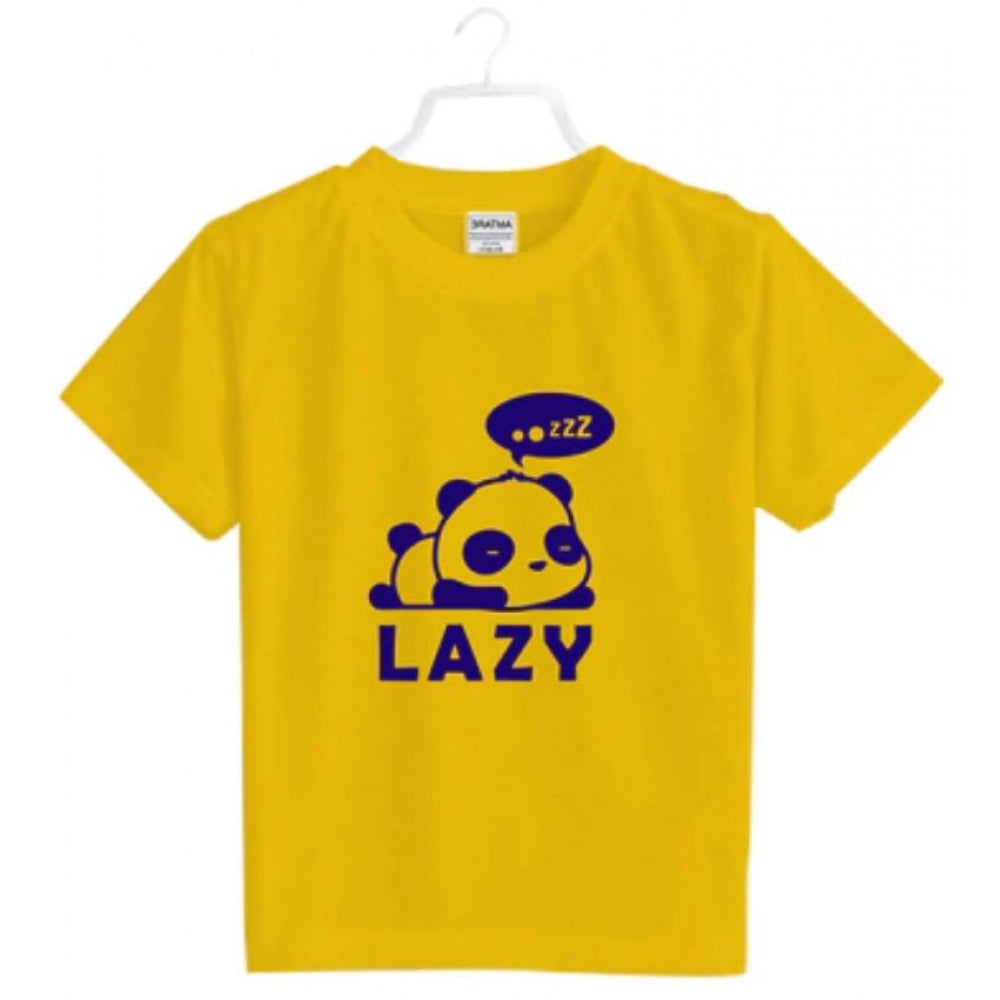 Boys Cotton Lazy Half Sleeve T-Shirt - Mustard