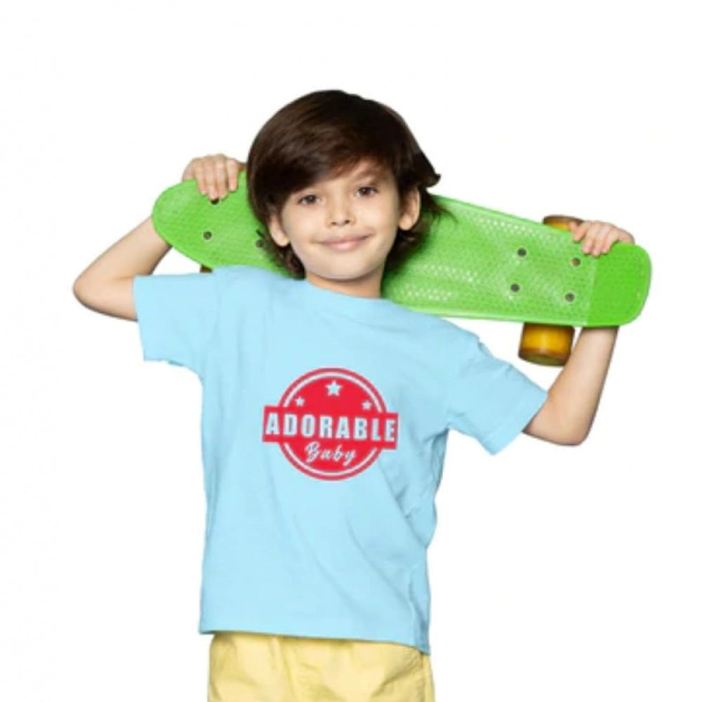 Boys Cotton Adorable Baby Half Sleeve T-Shirt - Sky Blue