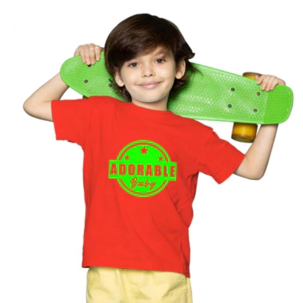 Boys Cotton Adorable Baby Half Sleeve T-Shirt - Red