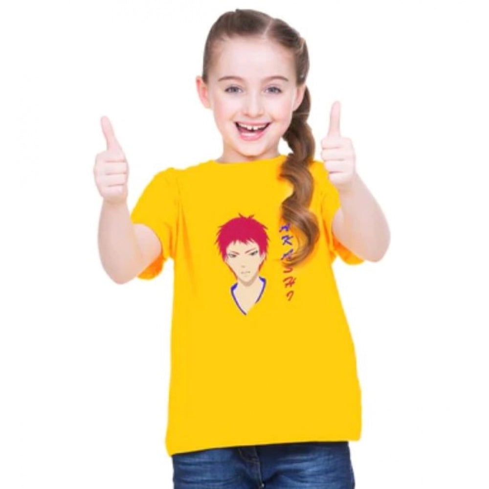 Girls Cotton Akashi Half Sleeve T-Shirt - Yellow