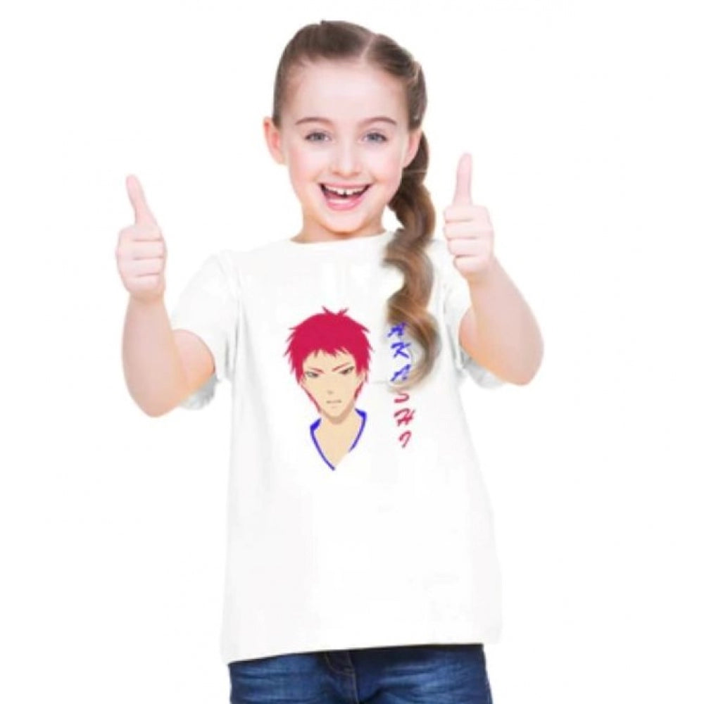 Girls Cotton Akashi Half Sleeve T-Shirt - White