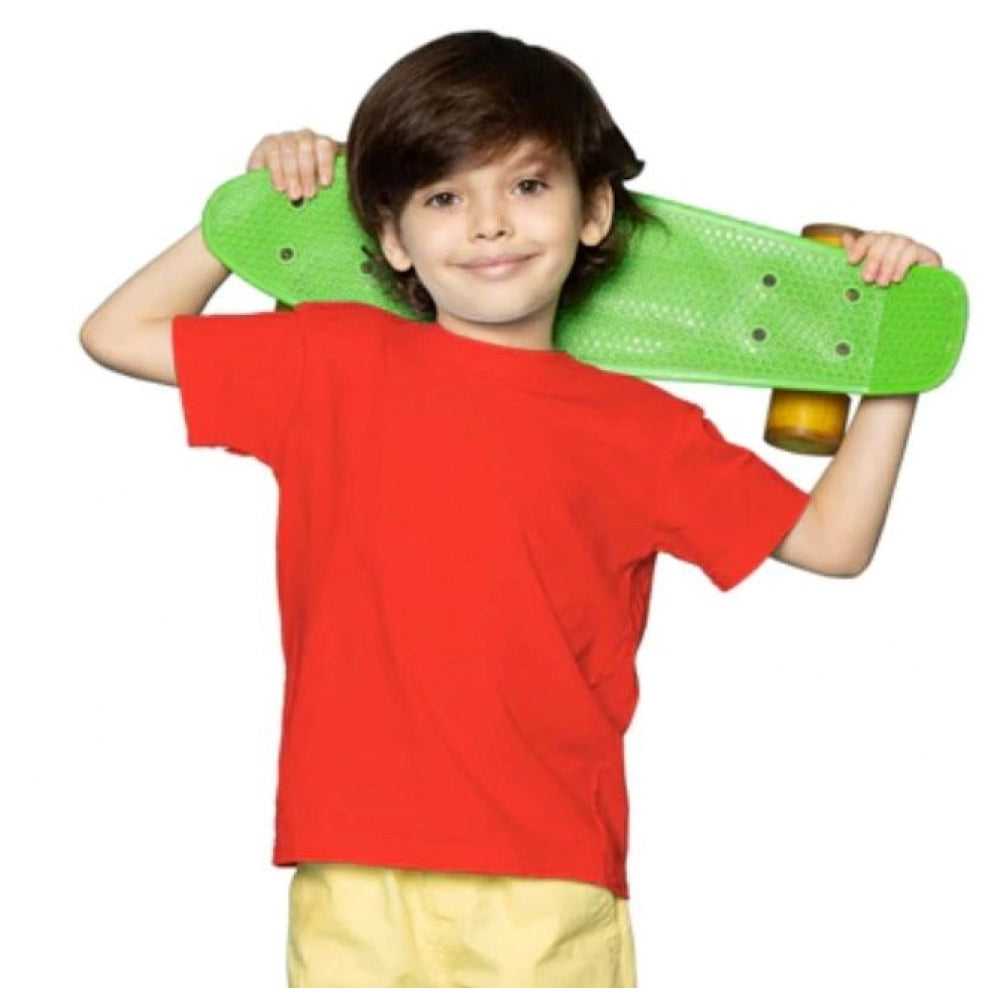 Boys Cotton Plain Half Sleeve T-Shirt - Red