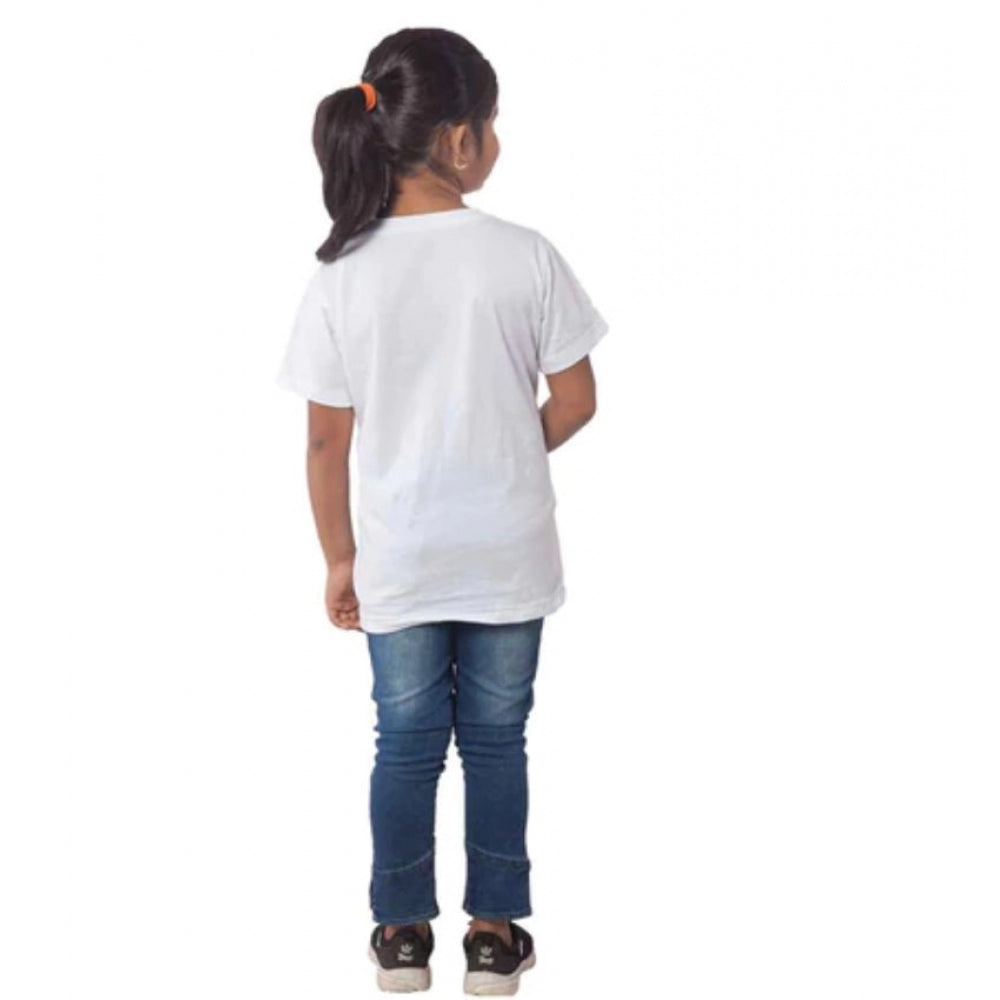 Girls Cotton Adelie Half Sleeve T-Shirt - White