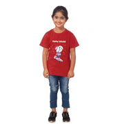 Girls Cotton Snow Board Half Sleeve T-Shirt - Maroon