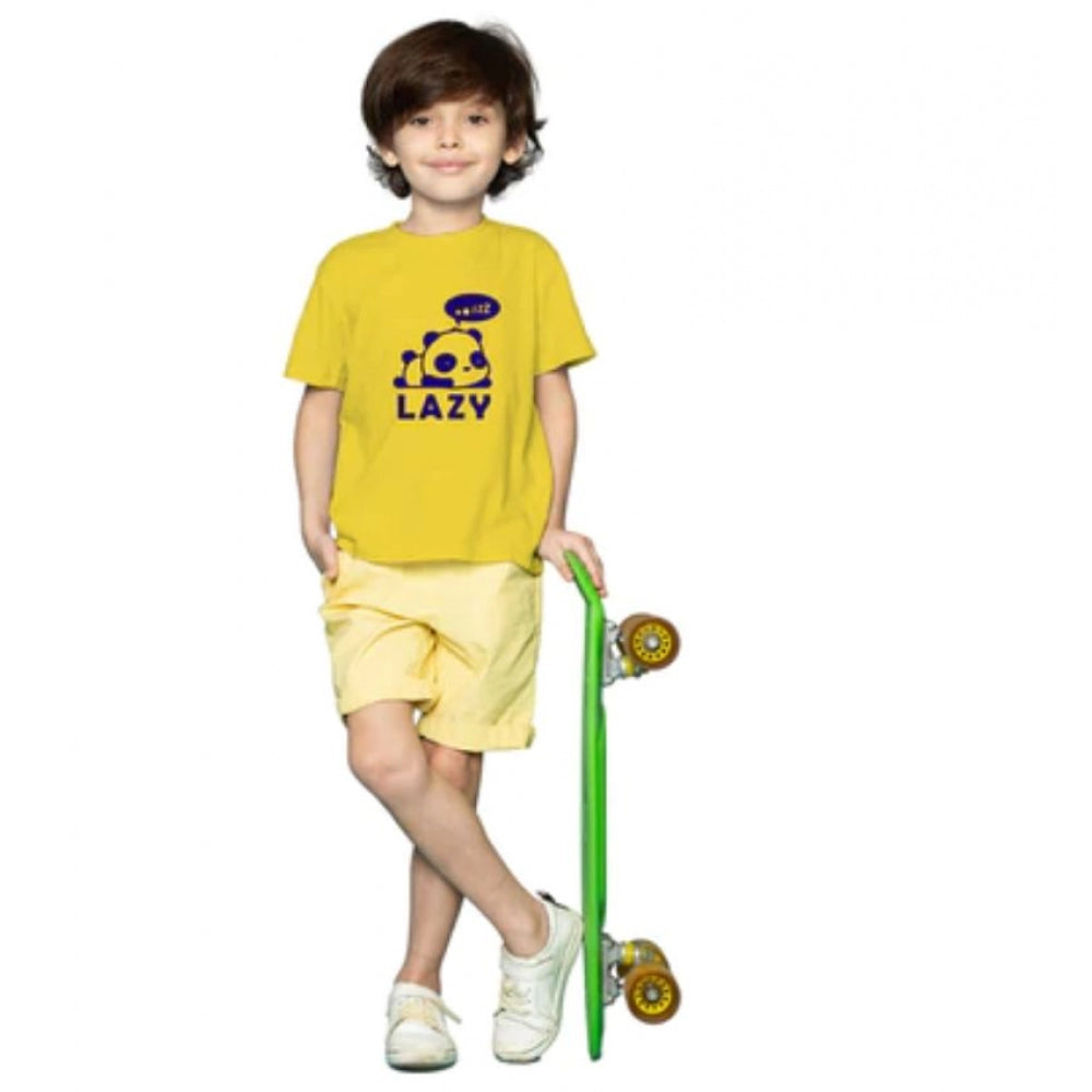 Boys Cotton Lazy Half Sleeve T-Shirt - Mustard