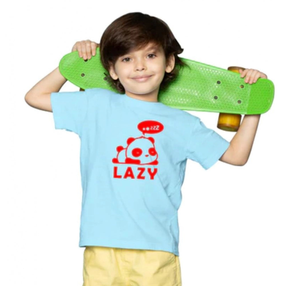 Boys Cotton Lazy Half Sleeve T-Shirt - Sky Blue