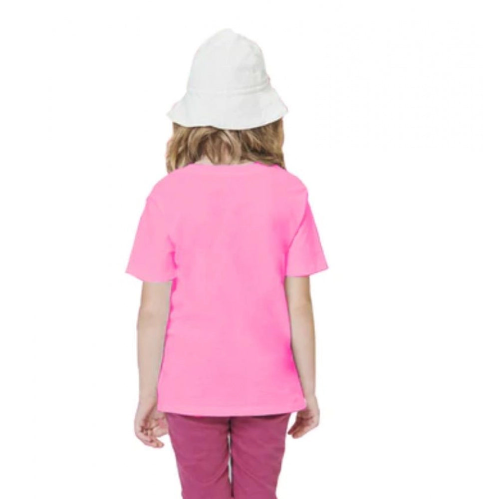 Girls Cotton Baby Shark Half Sleeve T-Shirt - Pink
