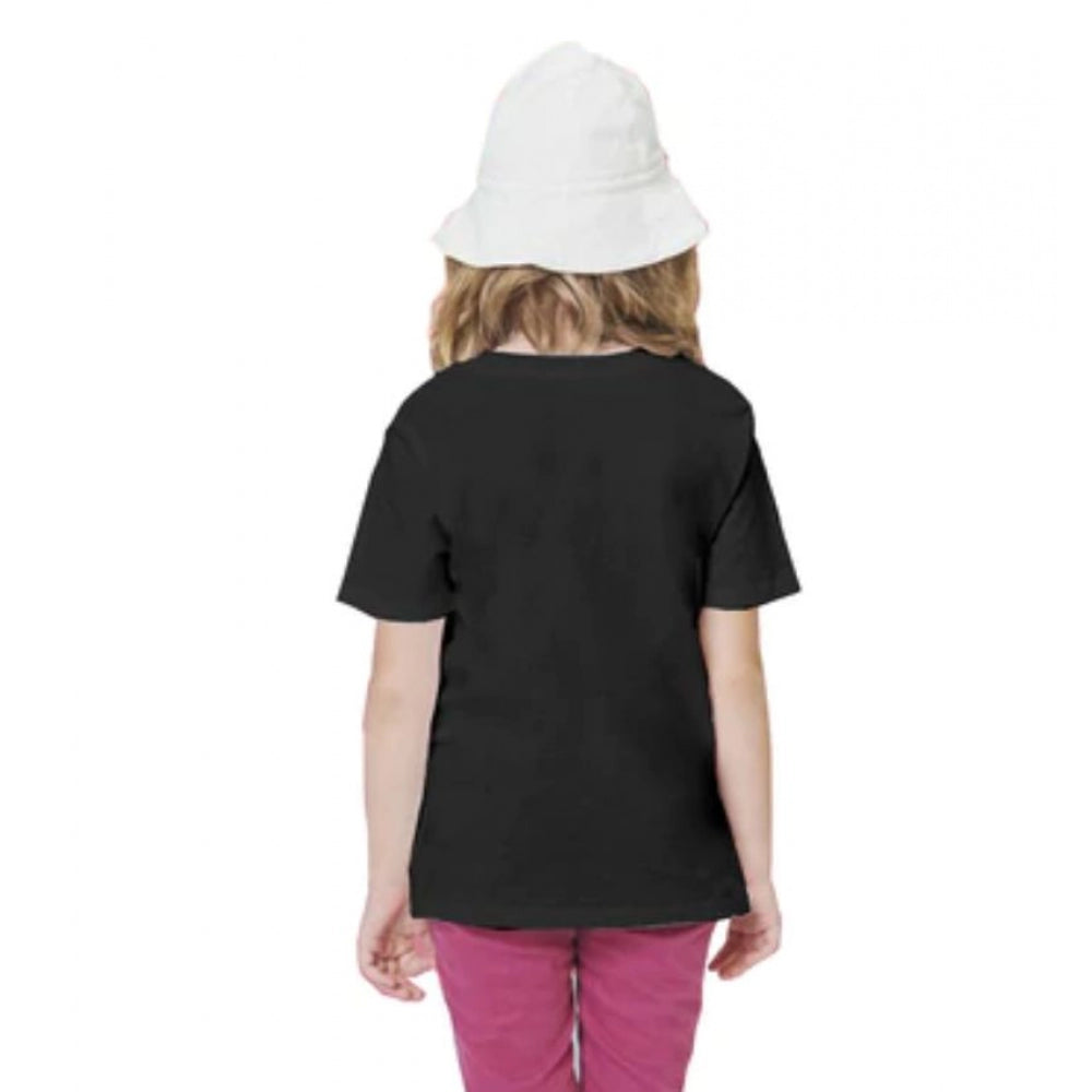 Girls Cotton Baby Shark Half Sleeve T-Shirt - Black