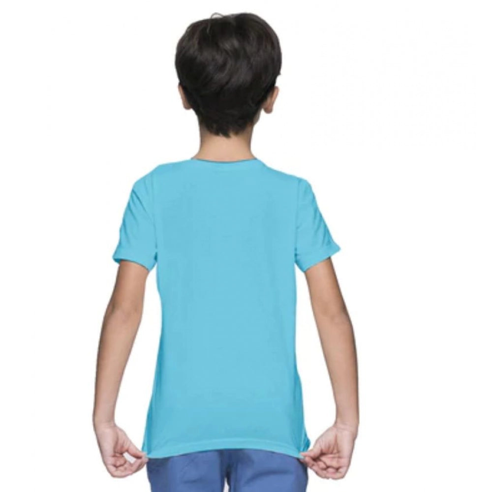 Boys Cotton Baby Shark Half Sleeve T-Shirt - Blue