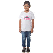 Girls Cotton Drama Queen Half Sleeve T-Shirt - White