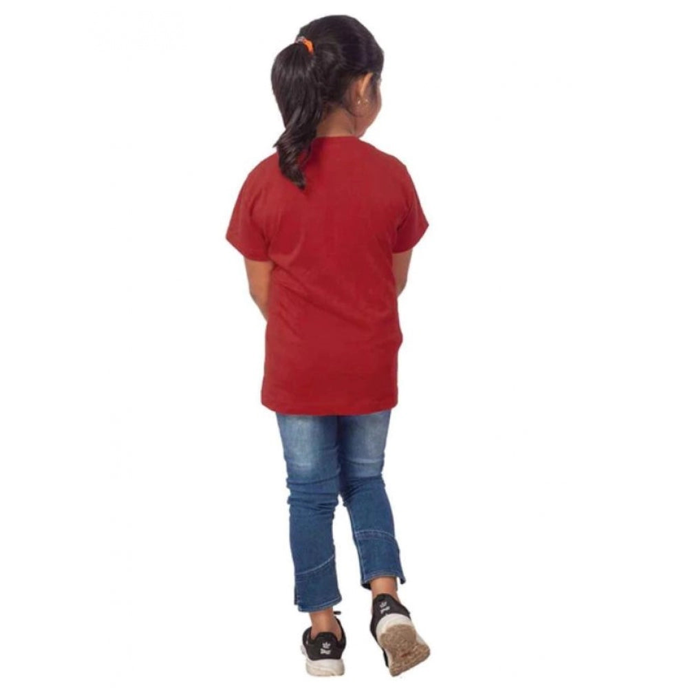 Girls Cotton Drama Queen Half Sleeve T-Shirt - Maroon