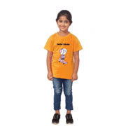 Girls Cotton Snow Board Half Sleeve T-Shirt - Mustard