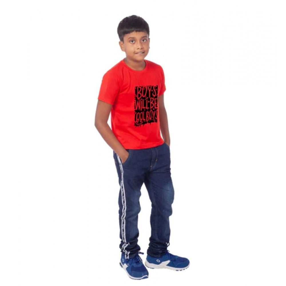 Boys Cotton Will Be Cool Half Sleeve T-Shirt - Red