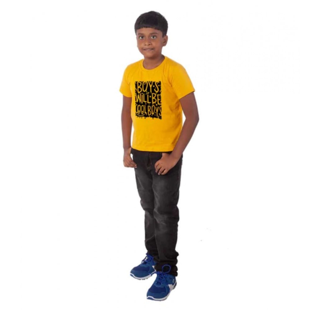 Boys Cotton Will Be Cool Half Sleeve T-Shirt - Mustard