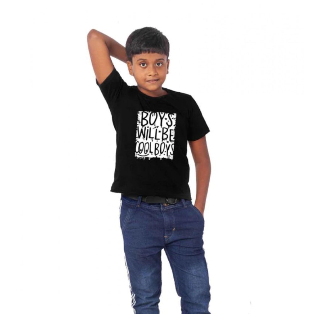Boys Cotton Will Be Cool Half Sleeve T-Shirt - Black