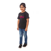 Girls Cotton Princess Half Sleeve T-Shirt - Black