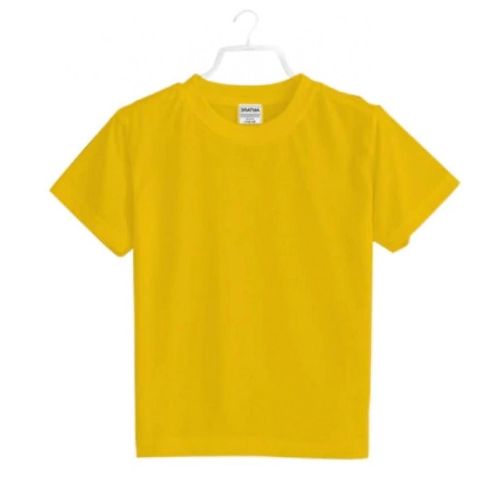 Boys Cotton Plain Half Sleeve T-Shirt - Yellow