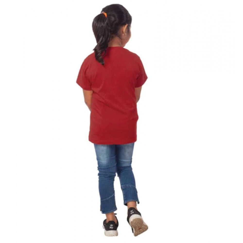 Girls Cotton Adelie Half Sleeve T-Shirt - Maroon