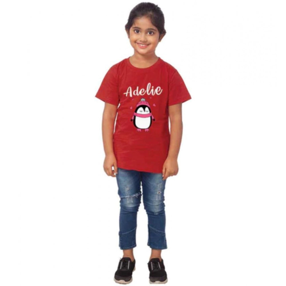 Girls Cotton Adelie Half Sleeve T-Shirt - Maroon