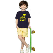 Boys Cotton Lazy Half Sleeve T-Shirt - Black