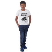 Boys Cotton Off Road Adventure Half Sleeve T-Shirt - White