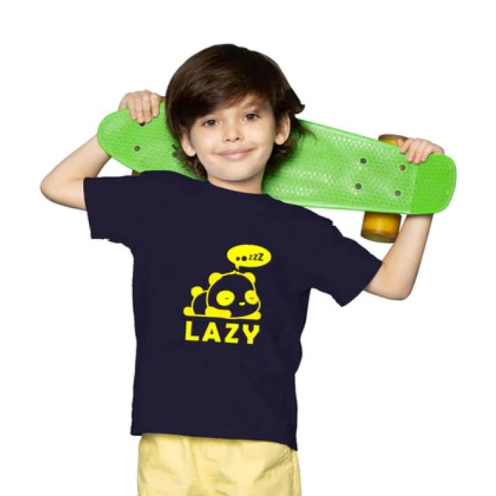 Boys Cotton Lazy Half Sleeve T-Shirt - Black