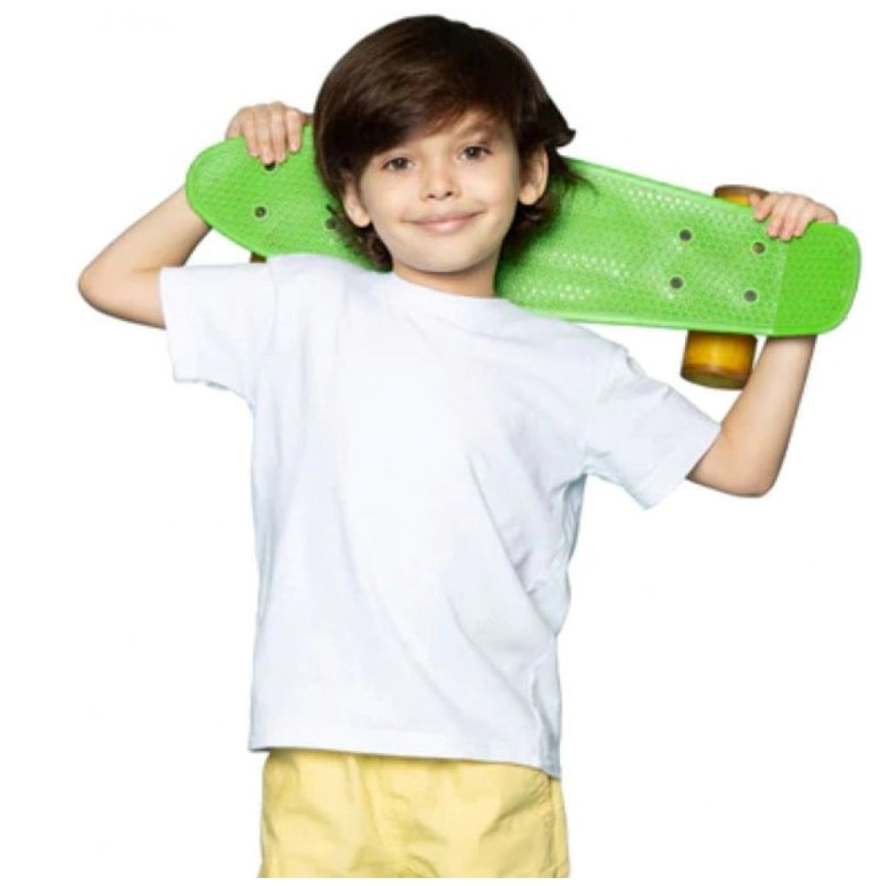 Boys Cotton Plain Half Sleeve T-Shirt - White