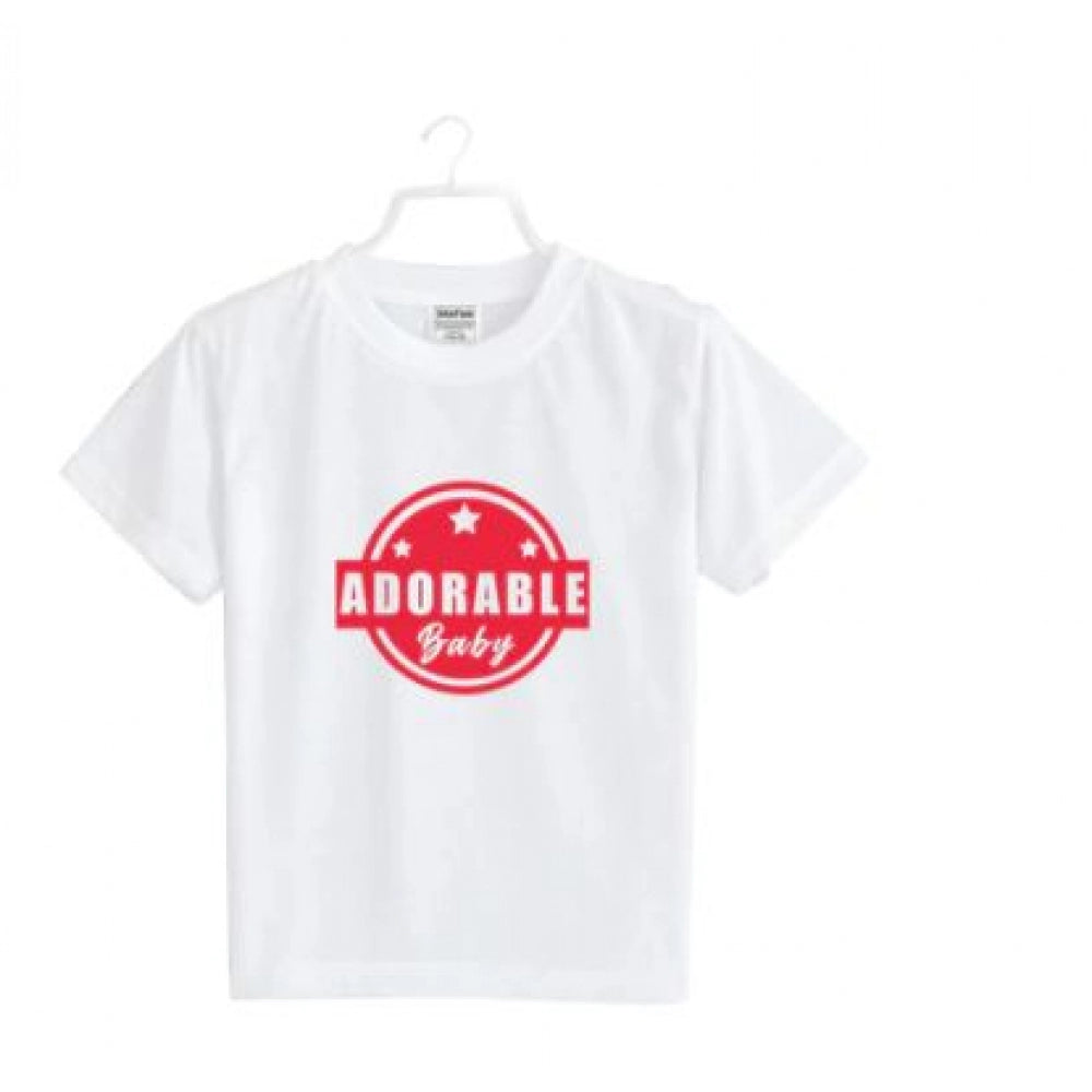 Boys Cotton Adorable Baby Half Sleeve T-Shirt - White