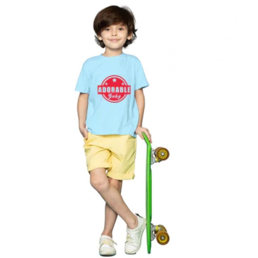 Boys Cotton Adorable Baby Half Sleeve T-Shirt - Sky Blue