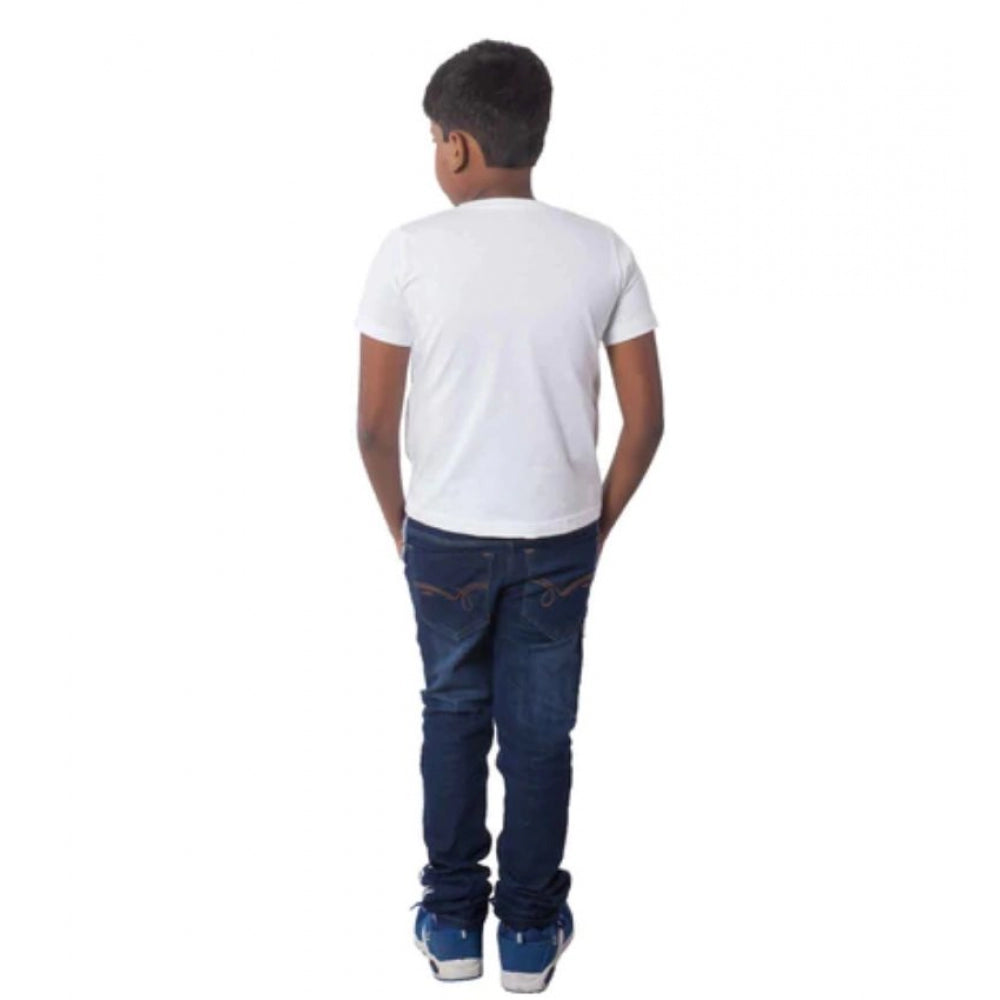 Boys Cotton Off Road Adventure Half Sleeve T-Shirt - White