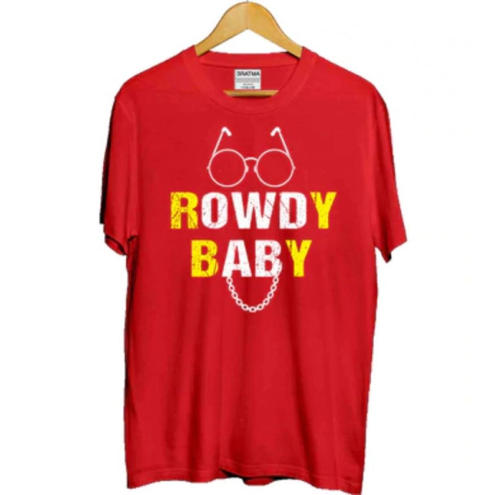 Girls Cotton Rowdy Baby Half Sleeve T-Shirt - Red