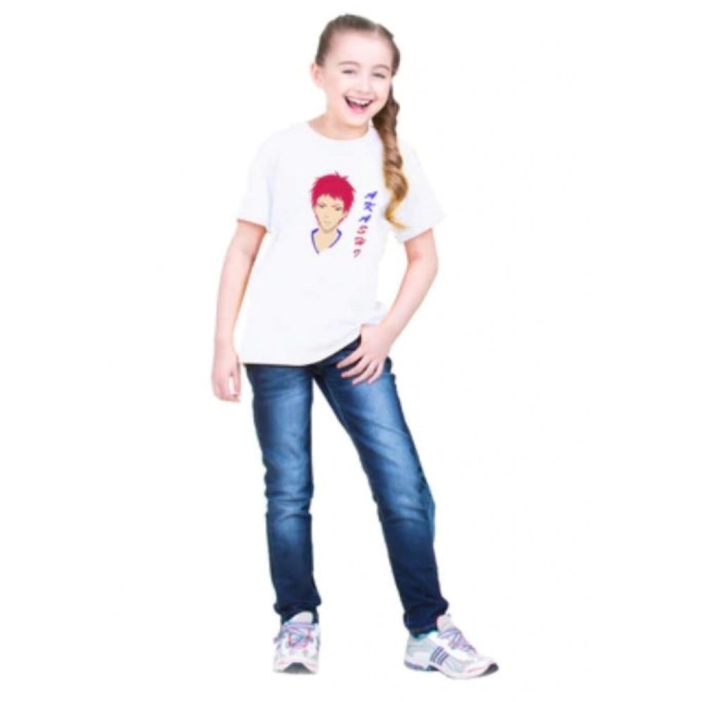 Girls Cotton Akashi Half Sleeve T-Shirt - White