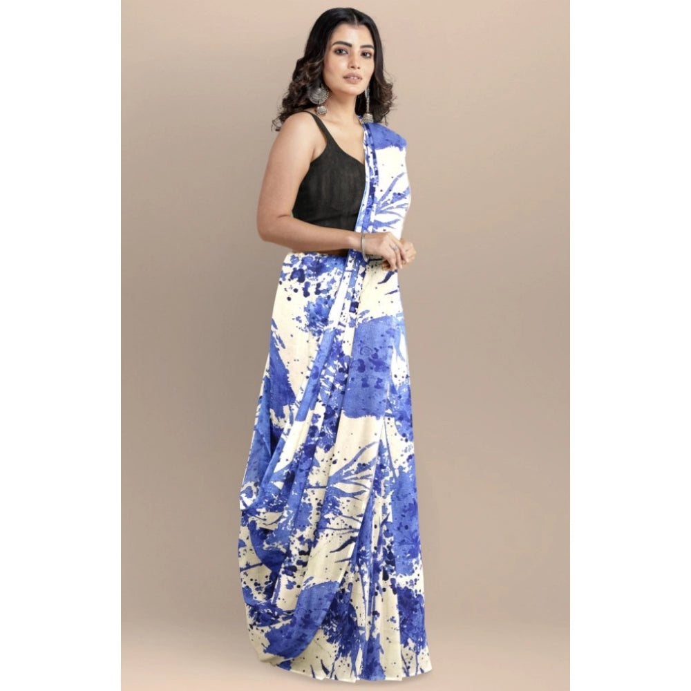 Women's Joya Silk Saree With Blouse (Blue, 5-6 Mtrs)