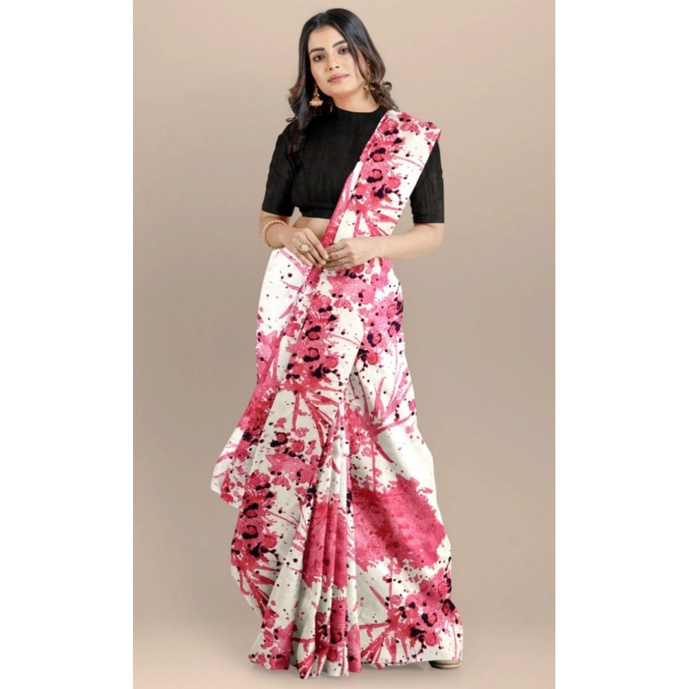 Women's Joya Silk Saree With Blouse (Pink, 5-6 Mtrs)