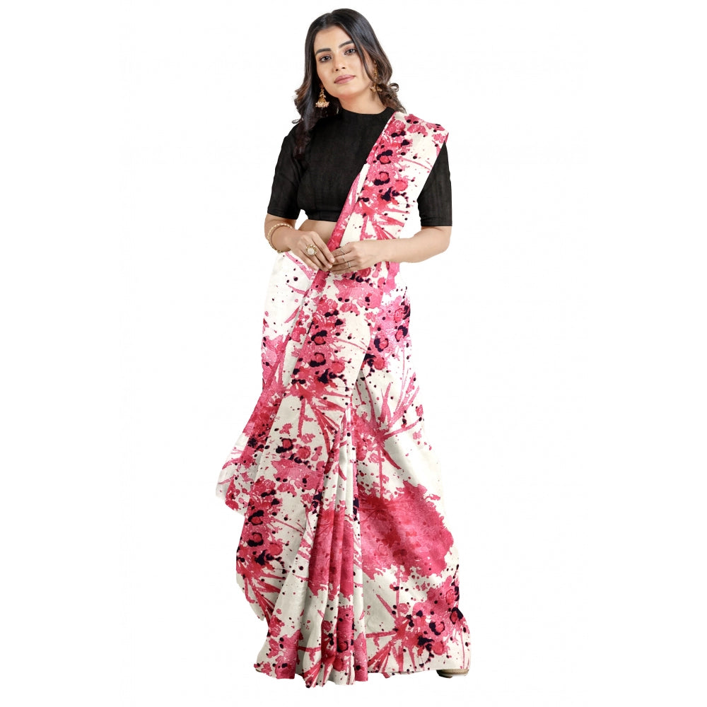 Women's Joya Silk Saree With Blouse (Pink, 5-6 Mtrs)