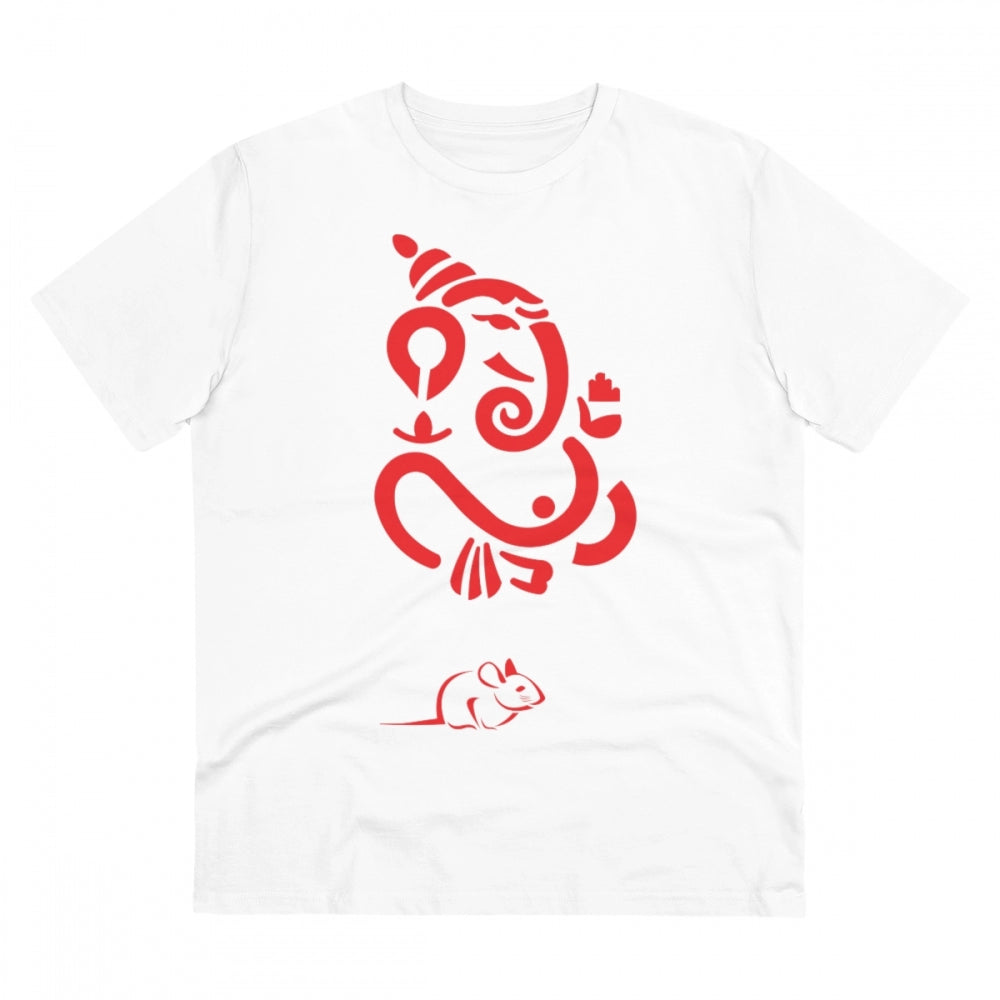 Ganesh Printed T-Shirt for Men (Style 1) - White, Round Neck, Half Sleeve - POPNOVA - photo 1