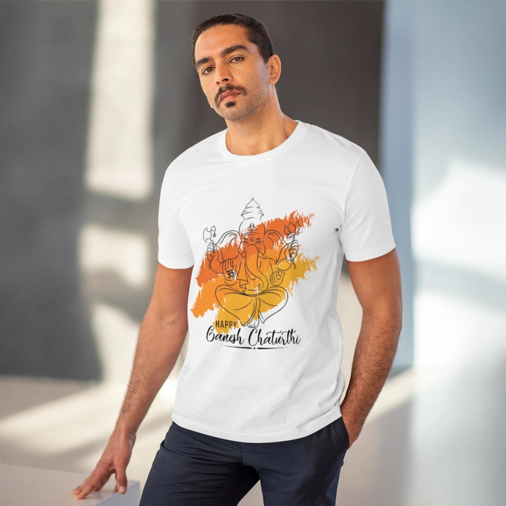 Ganesh Printed T-Shirt for Men (Style 4) - White, Round Neck, Half Sleeve - POPNOVA - photo 2