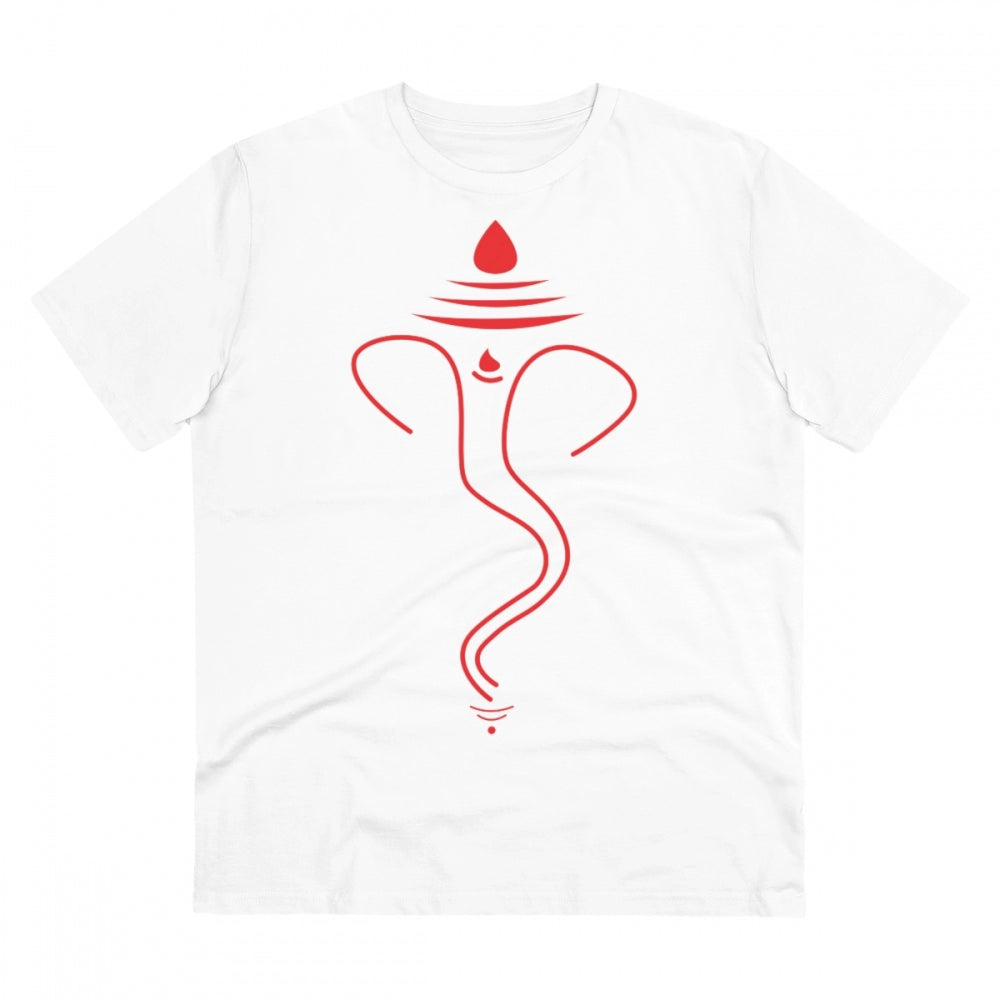 Ganesh Printed T-Shirt for Men (Style 3) - White, Round Neck, Half Sleeve - POPNOVA - photo 1