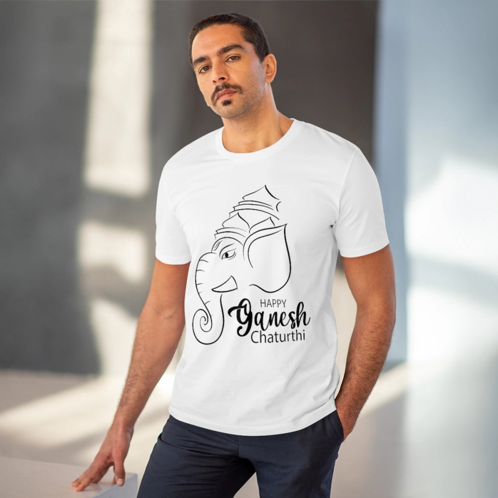 Ganesh Printed T-Shirt for Men (Style 2) - White, Round Neck, Half Sleeve - POPNOVA - photo 2