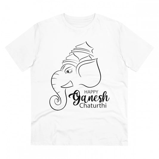 Ganesh Printed T-Shirt for Men (Style 2) - White, Round Neck, Half Sleeve - POPNOVA - photo 1