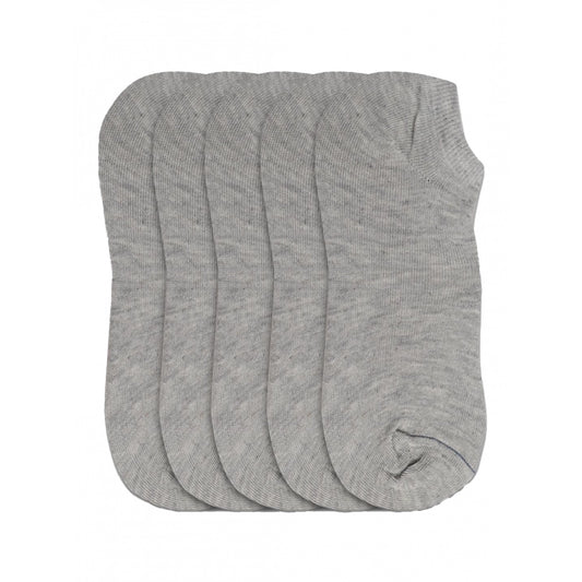 5 Pairs Unisex Casual Cotton Blended Solid Ankle length Socks (Light Grey)