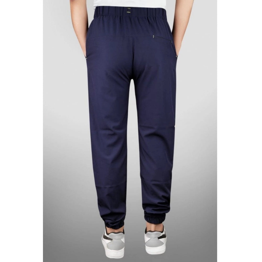 Men's Polyester Solid Track Pant-Lower - Navy Blue