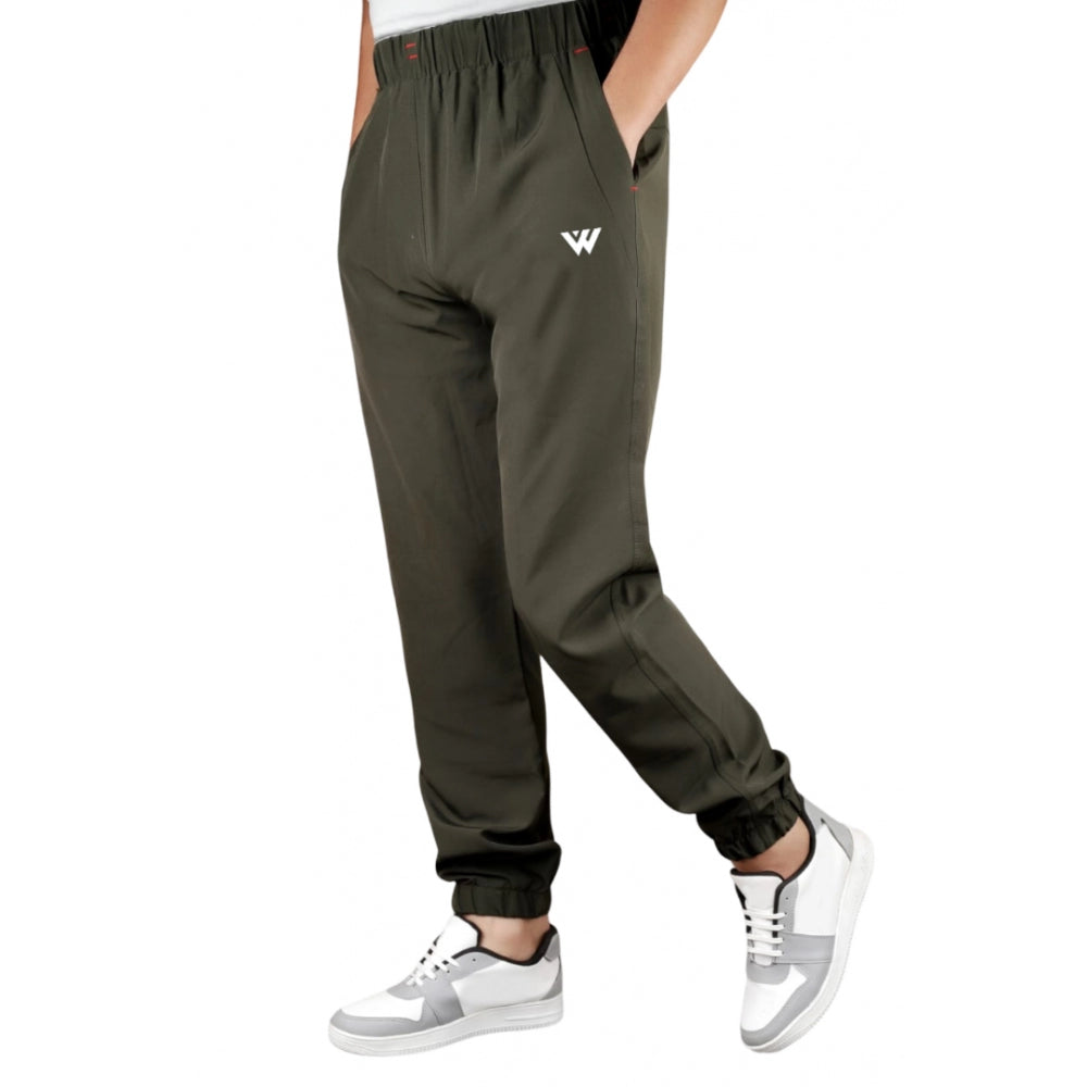 Men's Polyester Solid Track Pant-Lower - Dark Green