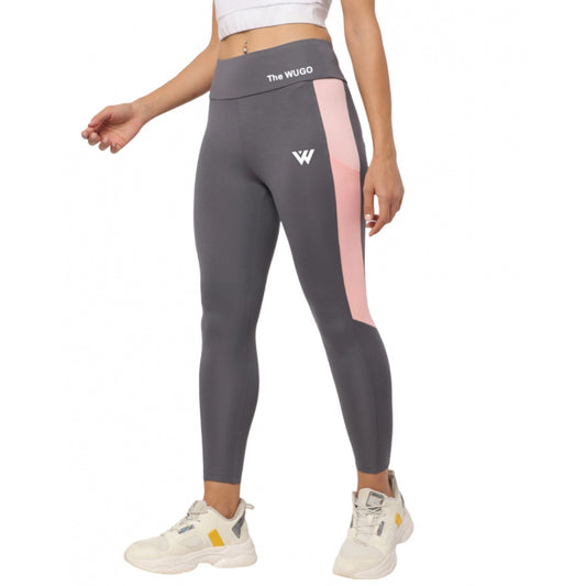 Women's Polyester Solid Sport Leggings (Grey)