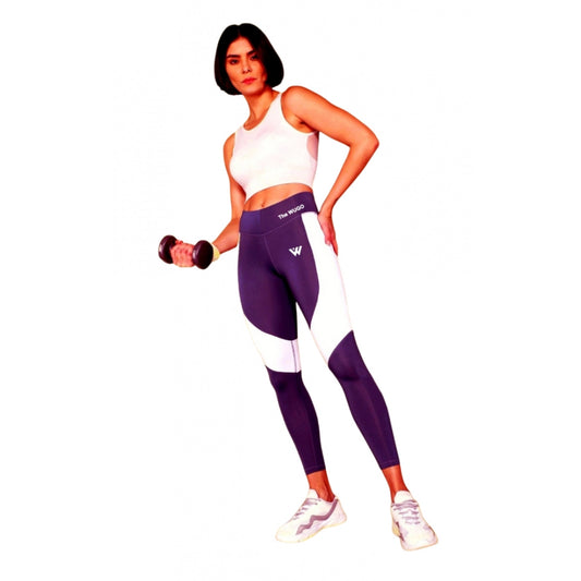 Women's Polyester Solid Sport Leggings (Purple)