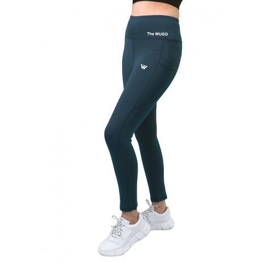 Women's Polyester Solid Sport Leggings (Blue)