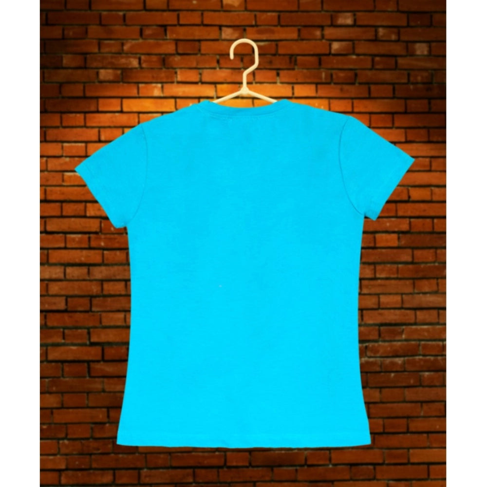 Girl's Casual Short Sleeve Pom Pom Balls Cotton T-Shirt - Blue